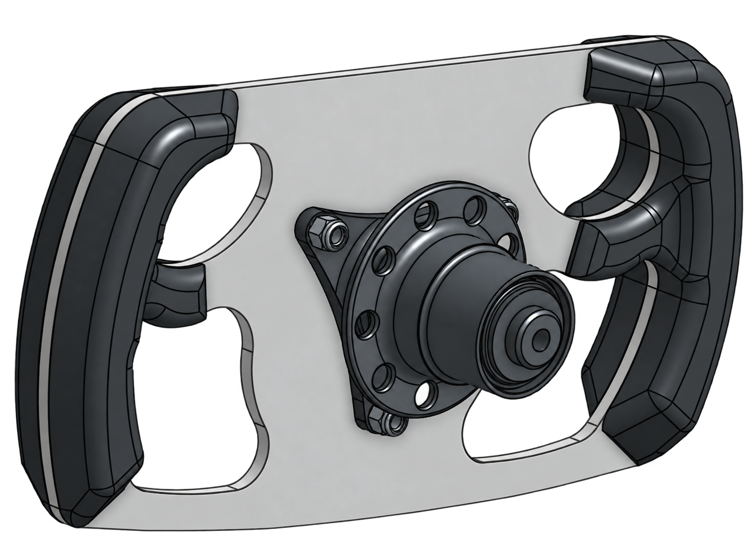 Rear steering wheel CAD with accessible quick release and separate grips